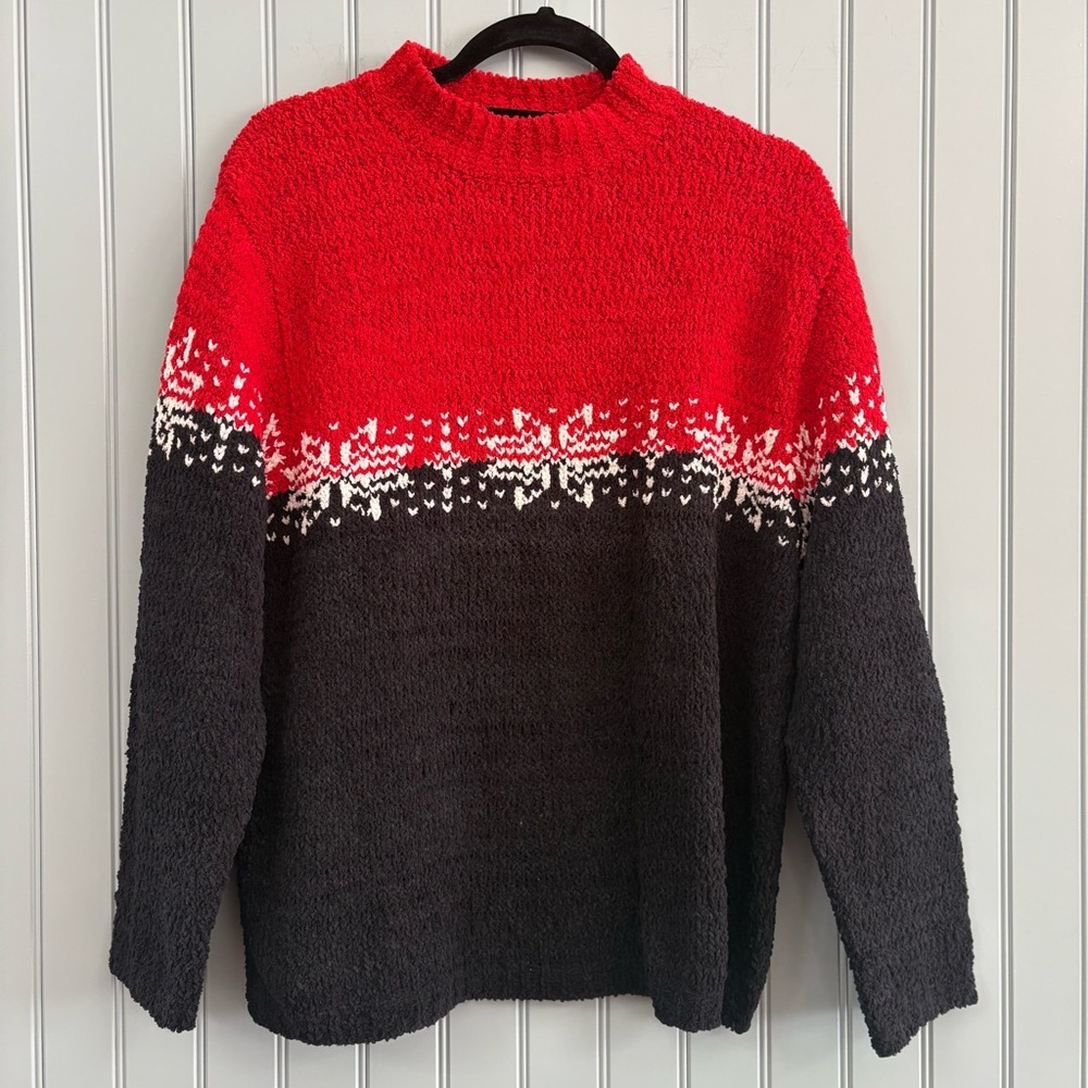 SML Sport Red and Black Crewneck Sweater